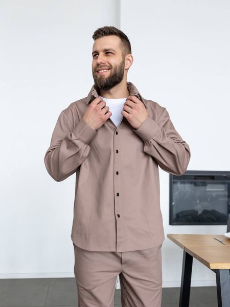 Чоловічий костюм з щільного котону, колір коричневий, М 335_2 фото