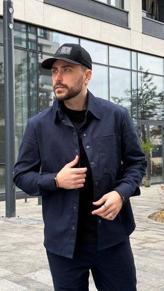 Чоловічий костюм з щільного котону, штани джогери, колір синій, S 336 фото