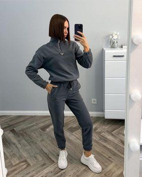 Женский спортивный костюм двухсторонний флис, цвет графитовый, 42-44 230 фото