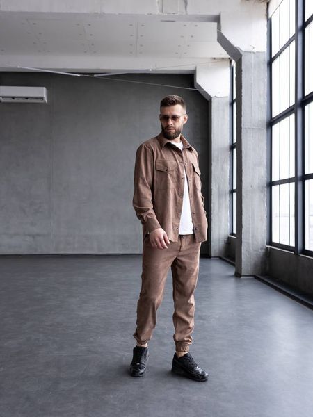 Мужской комплект из вельвета, цвет коричневый, S 330 фото