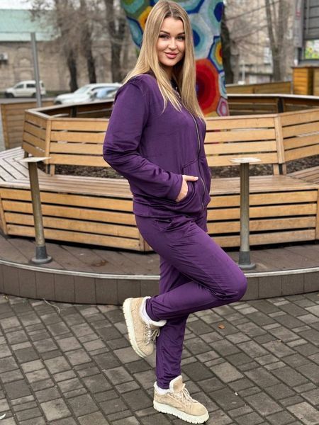 Женский велюровый спортивный костюм, цвет фиолетовый, 44 313_0 фото